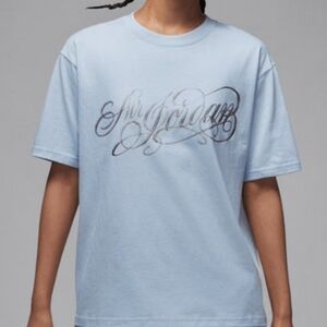 Jordan Women's Sky Blue Tee with Silver Logo - SAMPLE
